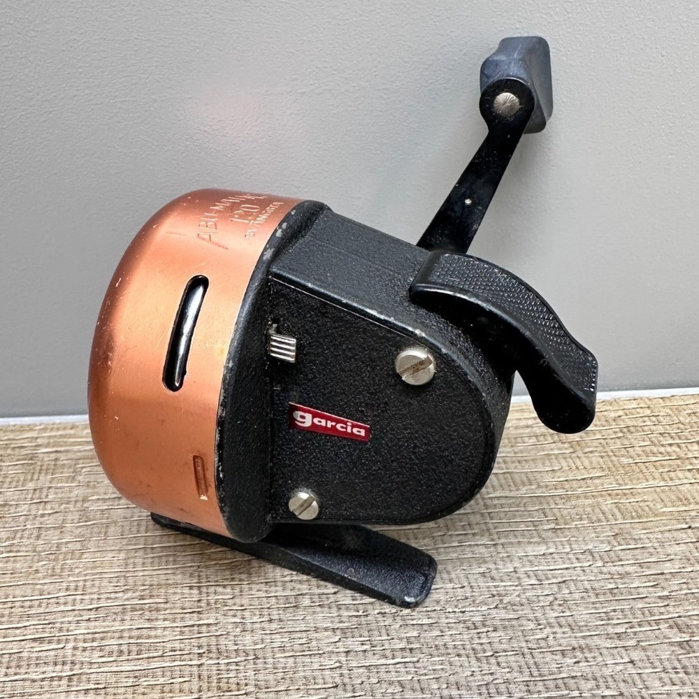 Vintage Garcia Abu-Matic 120 Spincast Fishing Reel Svangsta Sweden Copper Black